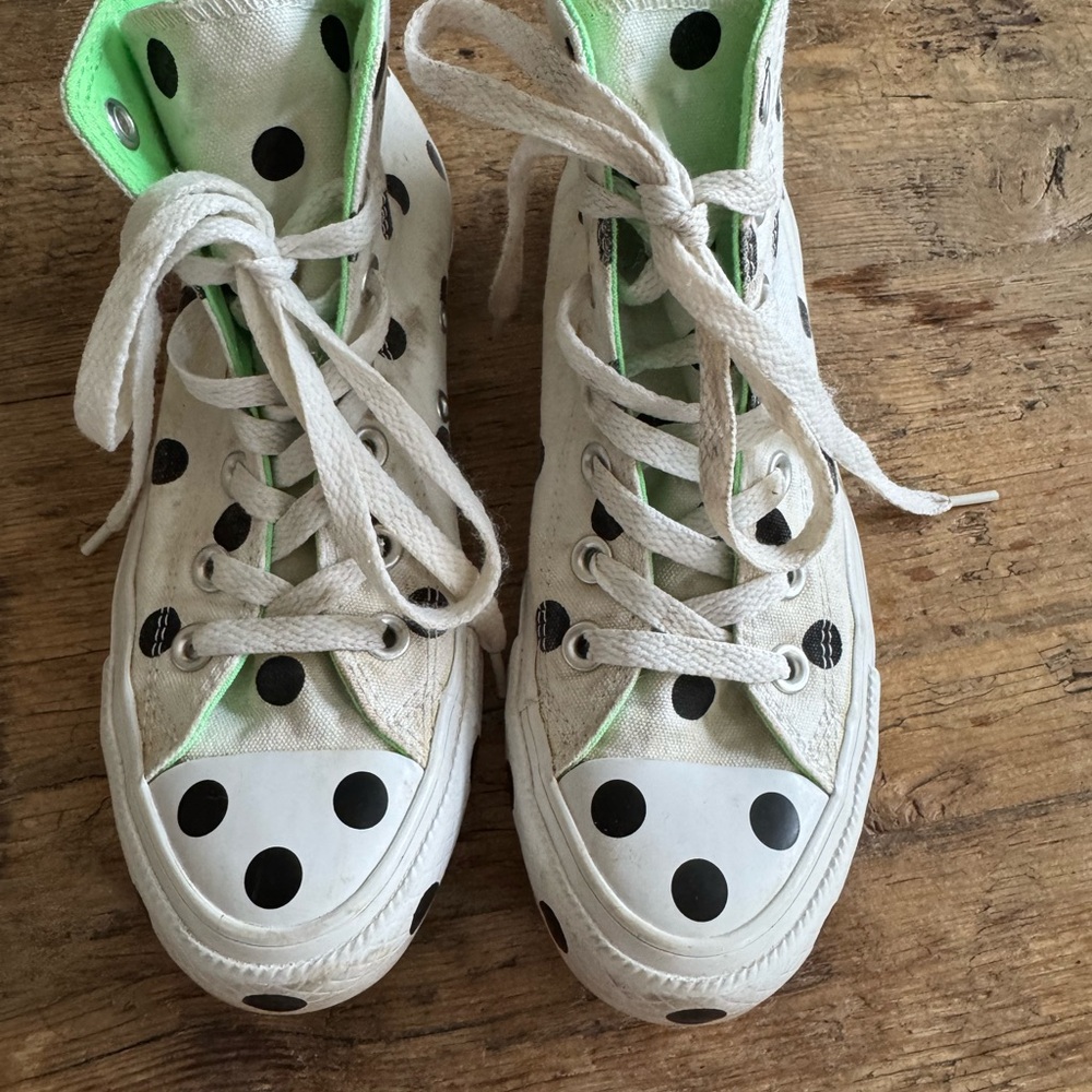 Converse White and Black Polka Dot Kids Sneakers